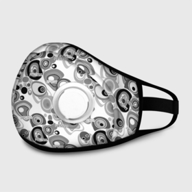 Маска из неопрена с принтом Black and white sport pattern в Екатеринбурге, неопрен 100% | Форма огибающая нос. Резинки для ушей с дополнительной резинкой на затылке. Клапан для выдоха для активного дыхания при занятиях спортом. Эластичный материал маски и окантовки для лучшего растяжения и прилегания маски.  | Тематика изображения на принте: black and white | fitness | sport pattern | спорт | спортивный узор | фитнес | черно белый