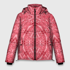 Мужская зимняя куртка 3D с принтом Red ornament Arabic в Курске, верх — 100% полиэстер; подкладка — 100% полиэстер; утеплитель — 100% полиэстер | длина ниже бедра, свободный силуэт Оверсайз. Есть воротник-стойка, отстегивающийся капюшон и ветрозащитная планка. 

Боковые карманы с листочкой на кнопках и внутренний карман на молнии. | red | rnament arabic | абстрактный узор | арабский | орнамент | этнический
