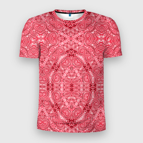 Мужская футболка 3D Slim с принтом Red ornament Arabic в Белгороде, 100% полиэстер с улучшенными характеристиками | приталенный силуэт, круглая горловина, широкие плечи, сужается к линии бедра | red | rnament arabic | абстрактный узор | арабский | орнамент | этнический