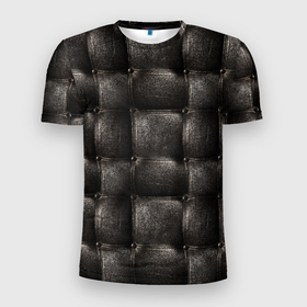 Мужская футболка 3D Slim с принтом Стёганая кожа в Новосибирске, 100% полиэстер с улучшенными характеристиками | приталенный силуэт, круглая горловина, широкие плечи, сужается к линии бедра | Тематика изображения на принте: кожа | кожаная | кожаный | паттерн | стёганая кожа | текстура
