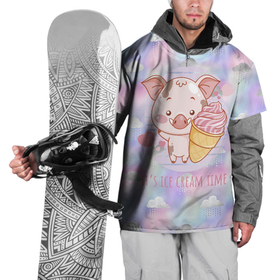 Накидка на куртку 3D с принтом Время  мороженого , 100% полиэстер |  | жара | жарко | лето | мороженое | поросенок | свинка | свинья