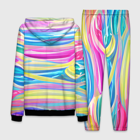 Мужской костюм 3D с принтом Многоцветные волны в Петрозаводске, 100% полиэстер | Манжеты и пояс оформлены тканевой резинкой, двухслойный капюшон со шнурком для регулировки, карманы спереди | abstraction | bright | colors | emotions | lines | multicoloured | positive | summer | waves | абстракция | волны | выразительный | краски | летний | многоцветные | позитивный | полосы | радужный | разноцветные | эмоциональный | яркий