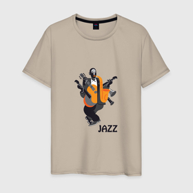 Мужская футболка хлопок с принтом Jazz   Africa в Екатеринбурге, 100% хлопок | прямой крой, круглый вырез горловины, длина до линии бедер, слегка спущенное плечо. | Тематика изображения на принте: 