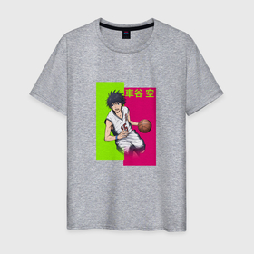 Мужская футболка хлопок с принтом Sora Kurumatani в Новосибирске, 100% хлопок | прямой крой, круглый вырез горловины, длина до линии бедер, слегка спущенное плечо. | Тематика изображения на принте: ahiru no sora | anime | sora kurumatani | аниме | анимэ | сора куруматани