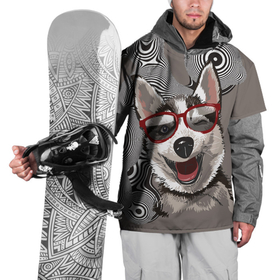 Накидка на куртку 3D с принтом Веселый хаски в Санкт-Петербурге, 100% полиэстер |  | Тематика изображения на принте: веселое | голова собаки | ездовая собака | животное | порода | собака | хаски