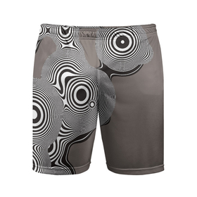 Мужские шорты спортивные с принтом Абстрактные круги линии в Тюмени,  |  | abstraction | абстракция | волны | круги | линии