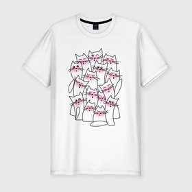 Мужская футболка хлопок Slim с принтом Поющие коты , 92% хлопок, 8% лайкра | приталенный силуэт, круглый вырез ворота, длина до линии бедра, короткий рукав | cat | котенок | котики | коты | кошки
