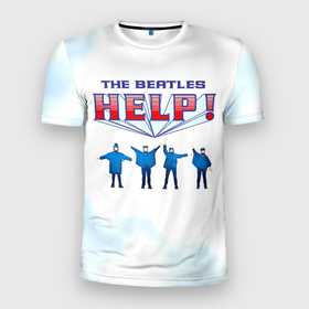 Мужская футболка 3D Slim с принтом The Beatles Help в Новосибирске, 100% полиэстер с улучшенными характеристиками | приталенный силуэт, круглая горловина, широкие плечи, сужается к линии бедра | beatles | the beatles | бителз | бителс | битлз | битлс | битлы | группа | джон леннон | джордж харрисон | жуки | зе | ливерпульская четвёрка | мерсибит | пол маккартни | поп | ринго старр | рок