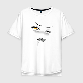 Мужская футболка хлопок Oversize с принтом Острые зубки в Тюмени, 100% хлопок | свободный крой, круглый ворот, “спинка” длиннее передней части | Тематика изображения на принте: 