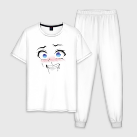 Мужская пижама хлопок с принтом Самое смешное ахегао , 100% хлопок | брюки и футболка прямого кроя, без карманов, на брюках мягкая резинка на поясе и по низу штанин
 | 