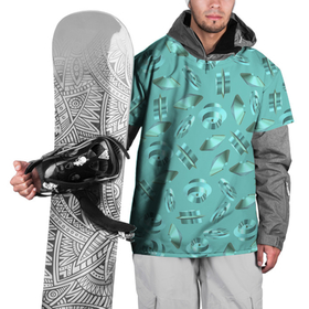 Накидка на куртку 3D с принтом Абстрактный перламутровый фон из бирюзовых геометрических фигур в Новосибирске, 100% полиэстер |  | Тематика изображения на принте: 3д | абстрактыный | бирюзовый | блестящий | геометрия | перламутровый | рандомный