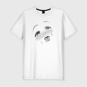 Мужская футболка хлопок Slim с принтом Ахегао язык в Кировске, 92% хлопок, 8% лайкра | приталенный силуэт, круглый вырез ворота, длина до линии бедра, короткий рукав | Тематика изображения на принте: 