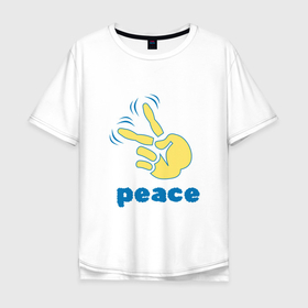 Мужская футболка хлопок Oversize с принтом Жест рукой виктори в Новосибирске, 100% хлопок | свободный крой, круглый ворот, “спинка” длиннее передней части | виктори | жест | знак | мир | надпись | победа | привет | приветствие | рука | слово | текст