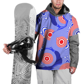 Накидка на куртку 3D с принтом Сине красная психоделика , 100% полиэстер |  | abstraction | абстракция | волны | круги | психоделика