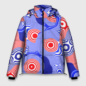 Мужская зимняя куртка 3D с принтом Сине красная психоделика , верх — 100% полиэстер; подкладка — 100% полиэстер; утеплитель — 100% полиэстер | длина ниже бедра, свободный силуэт Оверсайз. Есть воротник-стойка, отстегивающийся капюшон и ветрозащитная планка. 

Боковые карманы с листочкой на кнопках и внутренний карман на молнии. | Тематика изображения на принте: abstraction | абстракция | волны | круги | психоделика
