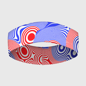Повязка на голову 3D с принтом Сине красная психоделика в Екатеринбурге,  |  | abstraction | абстракция | волны | круги | психоделика