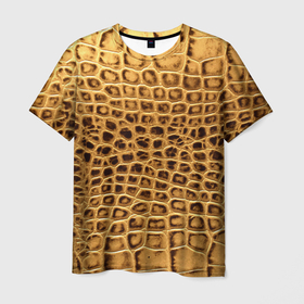 Мужская футболка 3D с принтом Крокодиловая кожа   окрас в Курске, 100% полиэфир | прямой крой, круглый вырез горловины, длина до линии бедер | кожа | кожа крокодила | кожаная | кожаное | кожаный | крокодил | крокодиловая кожа | паттерн | текстура