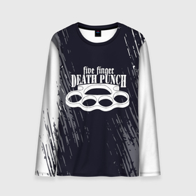 Мужской лонгслив 3D с принтом Five Finger Death Punch   кастет в Екатеринбурге, 100% полиэстер | длинные рукава, круглый вырез горловины, полуприлегающий силуэт | Тематика изображения на принте: 5fdp | 5фдп | ffdp | five finger death punch | metal | music | skeleton | sounds | метал | музыка | рок | череп