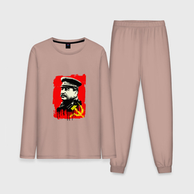 Мужская пижама с лонгсливом хлопок с принтом СССР   Сталин ,  |  | 
