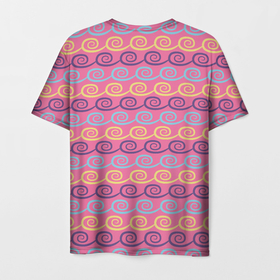 Мужская футболка 3D с принтом Волны   узоры класические в Петрозаводске, 100% полиэфир | прямой крой, круглый вырез горловины, длина до линии бедер | абстрактные | абстракция | геометрия | классика | классические | нейтральные | спокойные | узор | узоры
