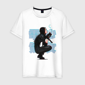 Мужская футболка хлопок с принтом Cyberpunk 2077 Девушка киборг в Тюмени, 100% хлопок | прямой крой, круглый вырез горловины, длина до линии бедер, слегка спущенное плечо. | cyberpunk 2077 | game | девушка