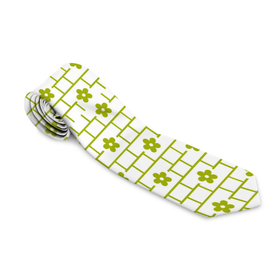 Галстук 3D с принтом Зеленые кирпичики и цветы в Петрозаводске, 100% полиэстер | Длина 148 см; Плотность 150-180 г/м2 | абстрактные | абстракция | геометрия | классика | классические | нейтральные | спокойные | узор | узоры