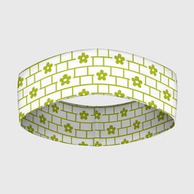 Повязка на голову 3D с принтом Зеленые кирпичики и цветы в Курске,  |  | абстрактные | абстракция | геометрия | классика | классические | нейтральные | спокойные | узор | узоры