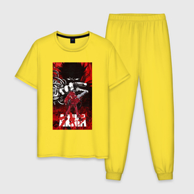 Мужская пижама хлопок с принтом Akira anime cyberpunk в Санкт-Петербурге, 100% хлопок | брюки и футболка прямого кроя, без карманов, на брюках мягкая резинка на поясе и по низу штанин
 | akira awaken | cyberpunk | mutant | neo tokyo | shotaro kaneda | telekinetic | tetsuo shima | акира пробуждение | аниме | киберпанк | мутант | нео токио | пушка | телекинез | тетсуо шима | шотаро канеда