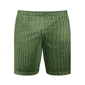 Мужские шорты спортивные с принтом Крокодиловая кожа зелёная ,  |  | зелёная кожа | кожа | кожа крокодила | кожаная | кожаное | кожаный | крокодил | крокодиловая кожа | паттерн | текстура