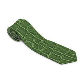 Галстук 3D с принтом Крокодиловая кожа зелёная в Белгороде, 100% полиэстер | Длина 148 см; Плотность 150-180 г/м2 | зелёная кожа | кожа | кожа крокодила | кожаная | кожаное | кожаный | крокодил | крокодиловая кожа | паттерн | текстура