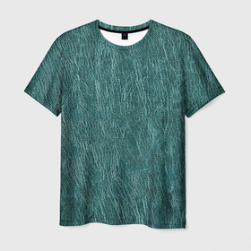 Мужская футболка 3D с принтом Зелёная кожа в Санкт-Петербурге, 100% полиэфир | прямой крой, круглый вырез горловины, длина до линии бедер | зелёная кожа | кожа | кожаная | кожаное | кожаный | паттерн | текстура
