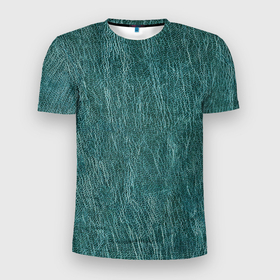 Мужская футболка 3D Slim с принтом Зелёная кожа в Белгороде, 100% полиэстер с улучшенными характеристиками | приталенный силуэт, круглая горловина, широкие плечи, сужается к линии бедра | зелёная кожа | кожа | кожаная | кожаное | кожаный | паттерн | текстура