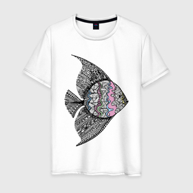 Мужская футболка хлопок с принтом Тропическая рыба в Новосибирске, 100% хлопок | прямой крой, круглый вырез горловины, длина до линии бедер, слегка спущенное плечо. | fin | fish | summer | tail | лето | плавник | рыба | хвост