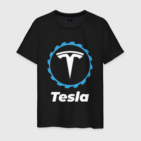Мужская футболка хлопок с принтом Tesla в стиле Top Gear в Екатеринбурге, 100% хлопок | прямой крой, круглый вырез горловины, длина до линии бедер, слегка спущенное плечо. | 