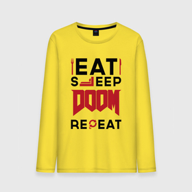 Мужской лонгслив хлопок с принтом Надпись: Eat Sleep Doom Repeat в Тюмени, 100% хлопок |  | Тематика изображения на принте: 