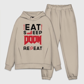 Мужской костюм хлопок OVERSIZE с принтом Надпись: Eat Sleep Doom Repeat в Тюмени,  |  | 