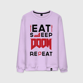 Мужской свитшот хлопок с принтом Надпись: Eat Sleep Doom Repeat в Тюмени, 100% хлопок |  | Тематика изображения на принте: 