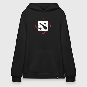 Худи SuperOversize хлопок с принтом Символ Dota в красном ромбе в городе Новоалтайск, 70% хлопок, 30% полиэстер, мягкий начес внутри | карман-кенгуру, эластичная резинка на манжетах и по нижней кромке, двухслойный капюшон
 | 