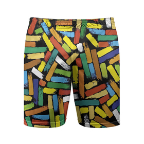 Мужские шорты спортивные с принтом Летний паттерн из разноцветных мелков ,  |  | abstraction | color | fashion | pattern | summer | абстракция | лето | мода | паттерн | цвет