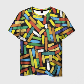 Мужская футболка 3D с принтом Летний паттерн из разноцветных мелков в Тюмени, 100% полиэфир | прямой крой, круглый вырез горловины, длина до линии бедер | abstraction | color | fashion | pattern | summer | абстракция | лето | мода | паттерн | цвет