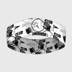 Повязка на голову 3D с принтом American football club ,  |  | american football | football club | американский футбол | спортивный | спортивный клуб | черно белый