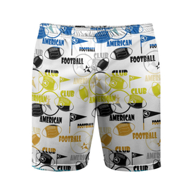 Мужские шорты спортивные с принтом American football sports pattern ,  |  | american football | sports pattern | американский | желтый | полосы | разноцветный узор | спортивный паттерн | футбол