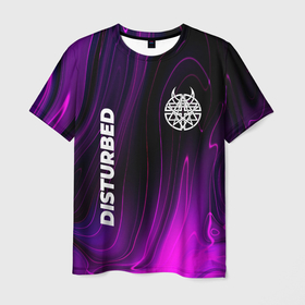 Мужская футболка 3D с принтом Disturbed Violet Plasma в Екатеринбурге, 100% полиэфир | прямой крой, круглый вырез горловины, длина до линии бедер | 