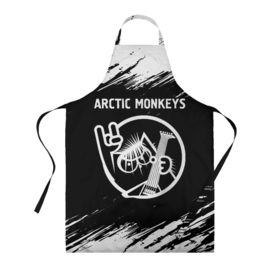 Фартук 3D с принтом Arctic Monkeys   КОТ   Краски в Кировске, 100% полиэстер | общий размер — 65 х 85 см, ширина нагрудника — 26 см, горловина — 53 см, длина завязок — 54 см, общий обхват в поясе — 173 см. Принт на завязках и на горловине наносится с двух сторон, на основной части фартука — только с внешней стороны | arctic | arctic monkeys | band | metal | monkeys | rock | арктик | группа | кот | краска | манкейс | рок