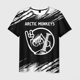 Мужская футболка 3D с принтом Arctic Monkeys   КОТ   Краски в Новосибирске, 100% полиэфир | прямой крой, круглый вырез горловины, длина до линии бедер | arctic | arctic monkeys | band | metal | monkeys | rock | арктик | группа | кот | краска | манкейс | рок