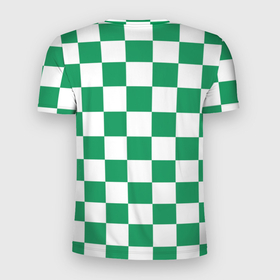 Мужская футболка 3D Slim с принтом ФК Ахмат на фоне бело зеленой формы в квадрат в Новосибирске, 100% полиэстер с улучшенными характеристиками | приталенный силуэт, круглая горловина, широкие плечи, сужается к линии бедра | 1958 | ахмат | ахмат сила | грозный | квадрат | сила | фк ахмат | форма | футбол | чечня