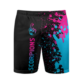 Мужские шорты спортивные с принтом Scorpions   Neon Gradient ,  |  | 