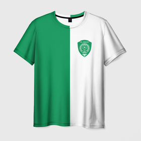Мужская футболка 3D с принтом ФК Ахмат бело зеленая форма в Новосибирске, 100% полиэфир | прямой крой, круглый вырез горловины, длина до линии бедер | 1958 | ахмат | ахмат сила | грозный | сила | фк ахмат | форма | футбол | чечня
