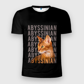 Мужская футболка 3D Slim с принтом Кот абиссинец в Новосибирске, 100% полиэстер с улучшенными характеристиками | приталенный силуэт, круглая горловина, широкие плечи, сужается к линии бедра | абиссинец | абиссинская кошка | абиссинская порода | кот абиссинец | котенок абиссинец | кошка абиссинец | порода абиссинец