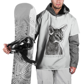 Накидка на куртку 3D с принтом Белый абиссинец в Петрозаводске, 100% полиэстер |  | абиссинец | абиссинская кошка | абиссинская порода | контур | кот абиссинец | котенок абиссинец | кошка абиссинец | порода абиссинец